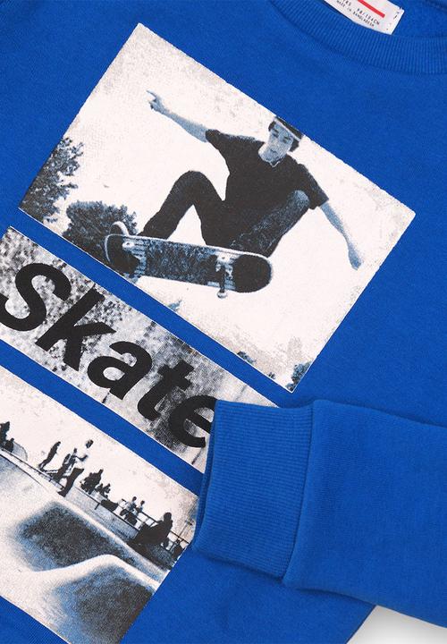MINOTI - Skate photographic print sweatshirt - blue