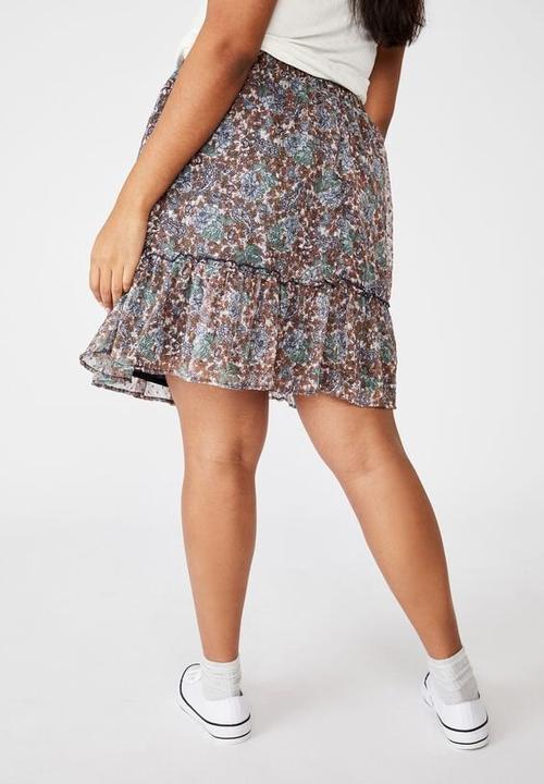 Cotton On - Curve finley mini skirt - Emily floral paisley white