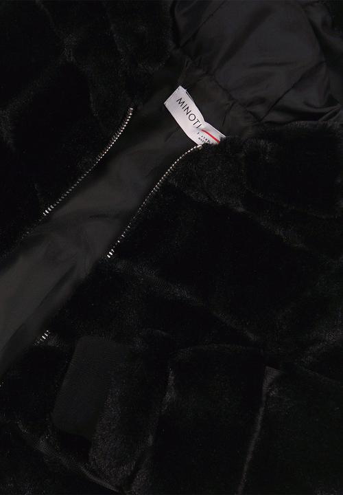 MINOTI - Teens pu panelled faux fur jacket - black