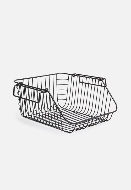 Excellent Houseware - Small stackable wire basket - black