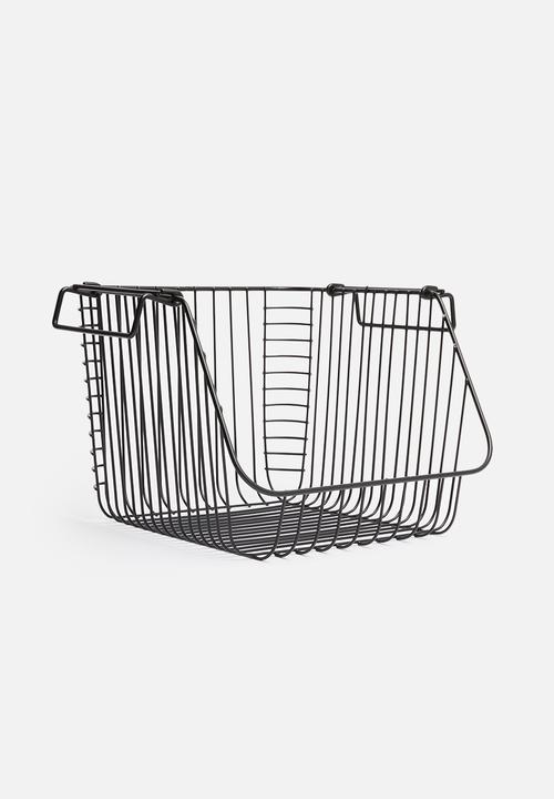Excellent Houseware - Large stackable wire basket - black