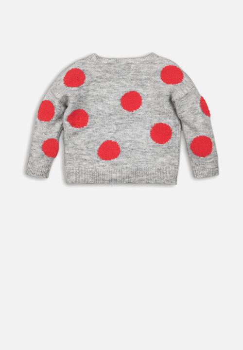 MINOTI - Kids bobble knit jumper - grey & red 