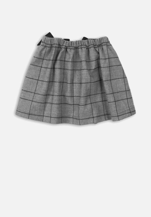 MINOTI - Checked skirt with straps check - grey 
