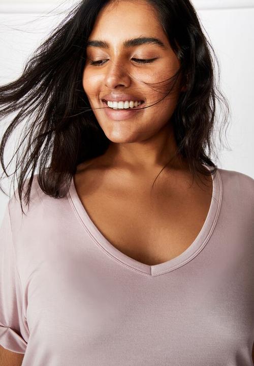 Cotton On - Curve Karly short sleeve tee - burnished lilac
