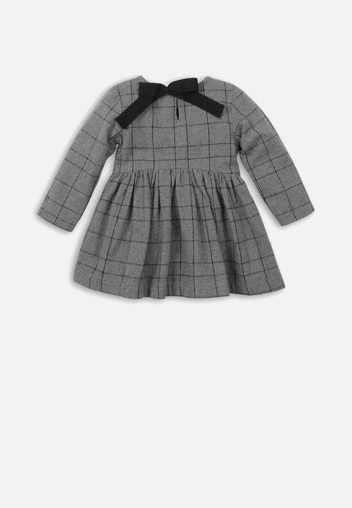 MINOTI - Teens checked smock dress check - grey & black 
