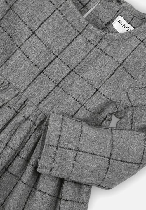 MINOTI - Teens checked smock dress check - grey & black 
