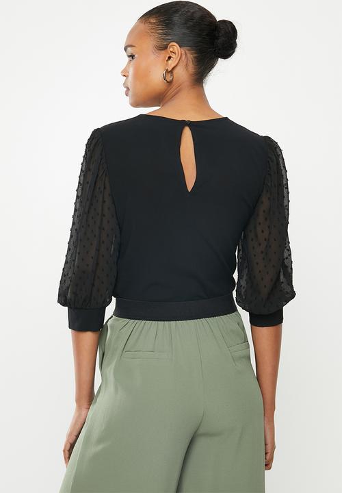 MILLA - Chiffon combo blouse - black