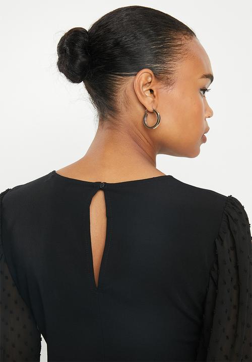 MILLA - Chiffon combo blouse - black