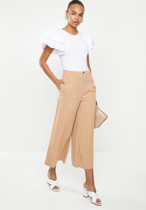 MILLA - Ruffle sleeve bodysuit - white 