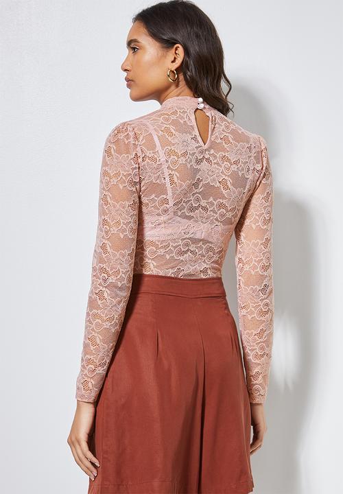 Superbalist - High-neck lace bodysuit - pink