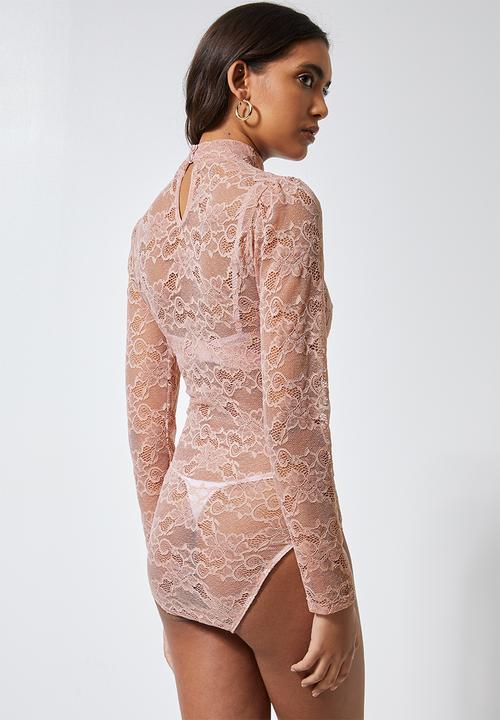 Superbalist - High-neck lace bodysuit - pink