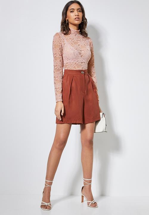 Superbalist - High-neck lace bodysuit - pink