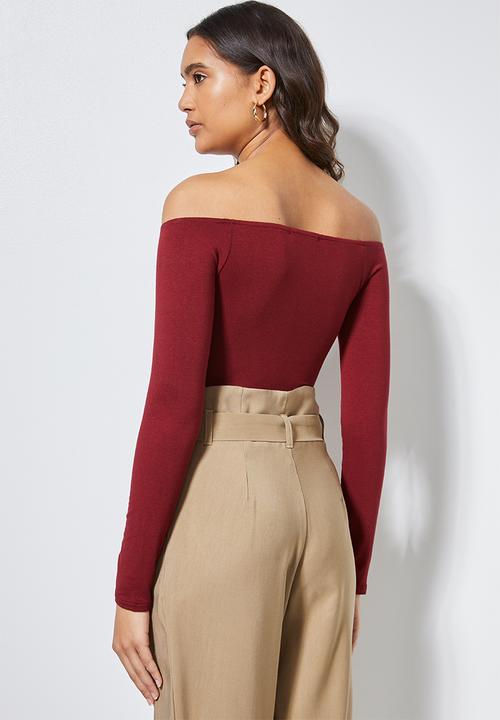 Superbalist - Bardot neckline bodysuit - red
