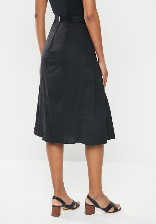 MILLA - Poplin pleated skirt - black