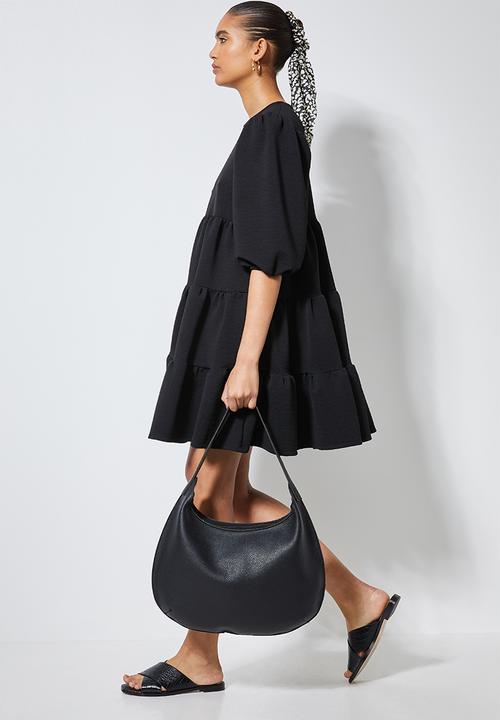 Superbalist - Textured knit tiered dress - black
