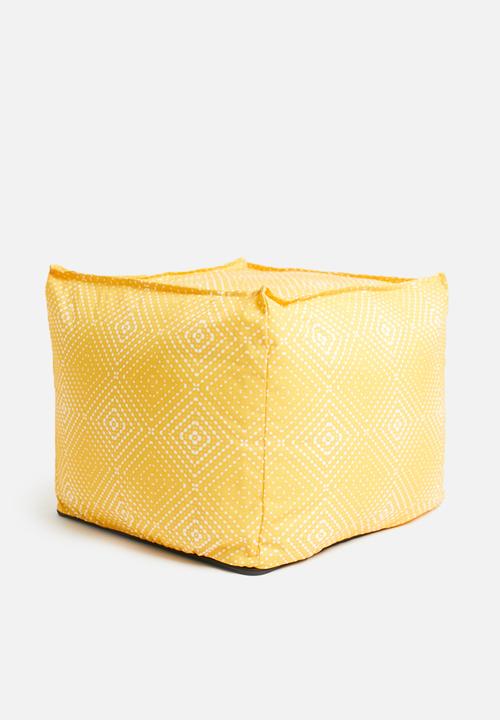 Sixth Floor - Printed twill ottoman square - yellow