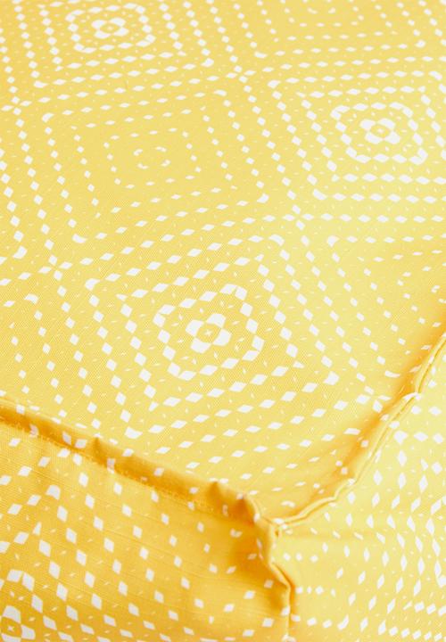 Sixth Floor - Printed twill ottoman square - yellow