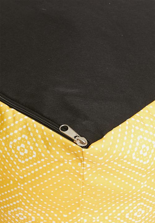 Sixth Floor - Printed twill ottoman square - yellow