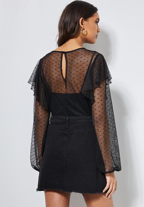 Superbalist - Dobby mesh femme top - black