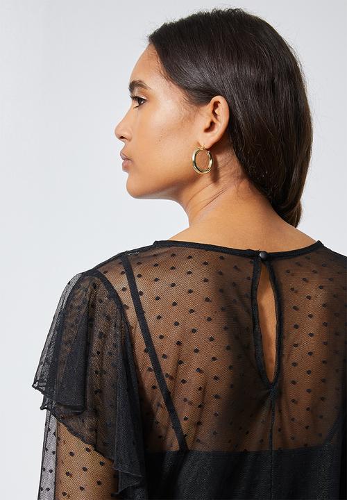 Superbalist - Dobby mesh femme top - black