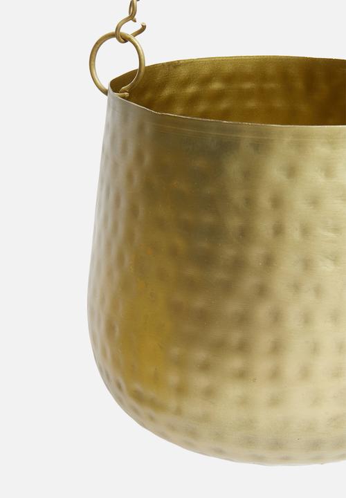 H&S - Hammered hanging planter set of 2 - brass
