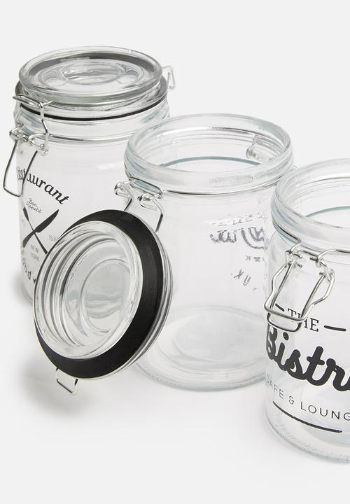 Excellent Houseware - Bistro clip jar set of 3 - black