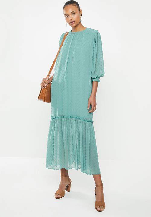 MILLA - Puffed chiffon tiered dress - blue