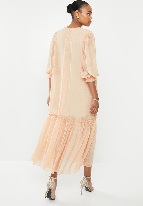 MILLA - Puffed chiffon tiered dress - neutral