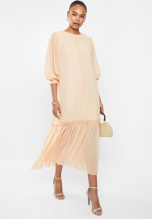 MILLA - Puffed chiffon tiered dress - neutral