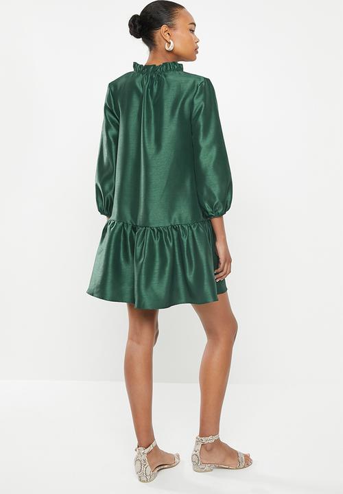 MILLA - Tiered pie crust mini dress - green