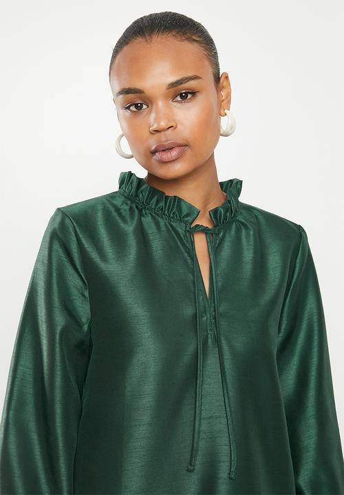 MILLA - Tiered pie crust mini dress - green