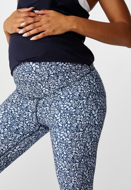 Cotton On - Maternity so soft 7/8 tight - navy ditsy paisley