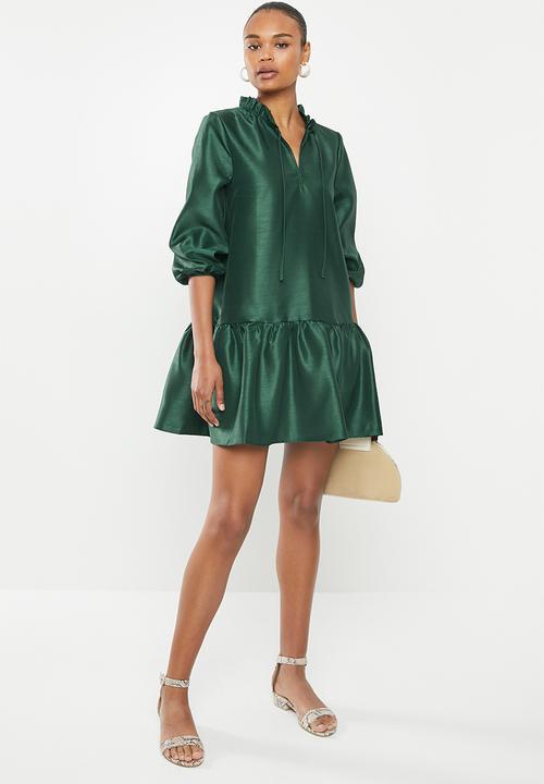 MILLA - Tiered pie crust mini dress - green