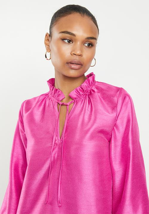 MILLA - Tiered pie crust mini dress - pink