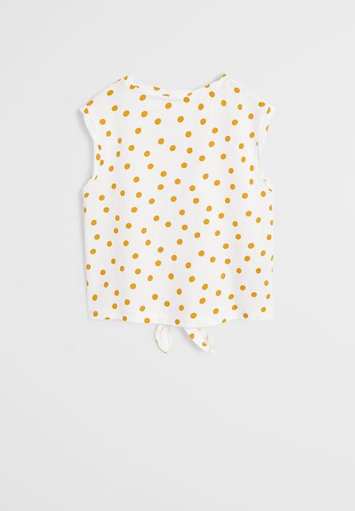 MANGO - T-shirt safarip6 - white & orange 