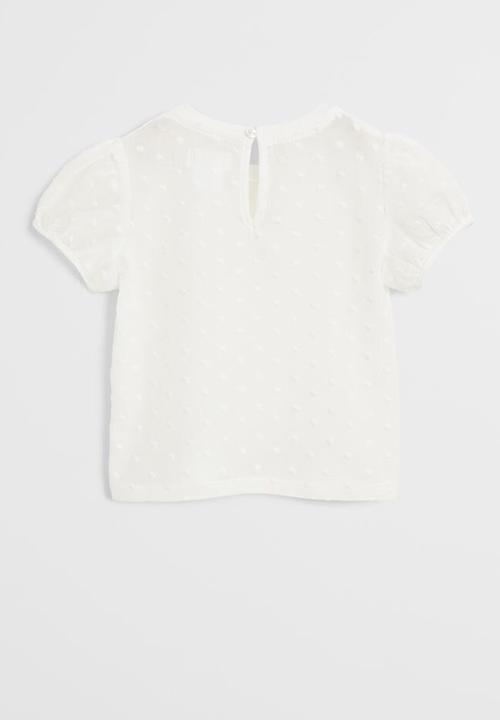MANGO - T-shirt plumetti - white