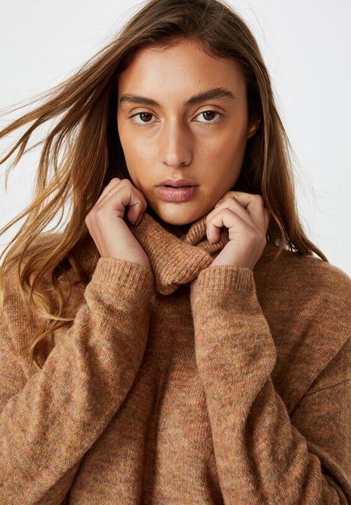 Cotton On - Juliette roll neck knit mini dress - lion marle