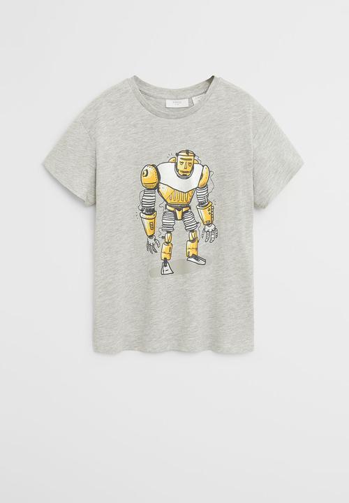 MANGO - T-shirt robot  - grey 