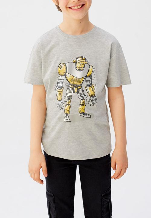 MANGO - T-shirt robot  - grey 
