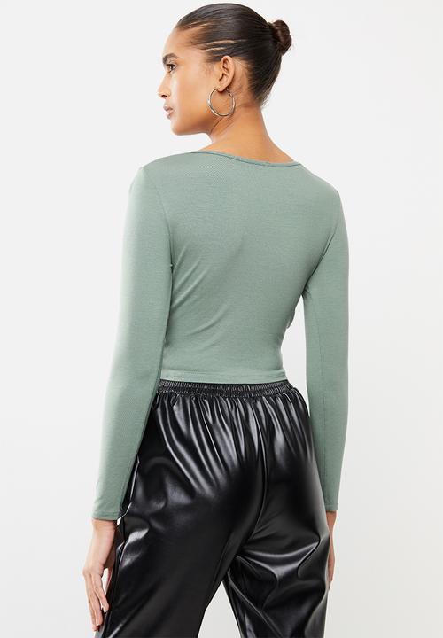 Blake - Wrap crop top - green