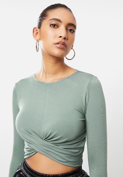 Blake - Wrap crop top - green