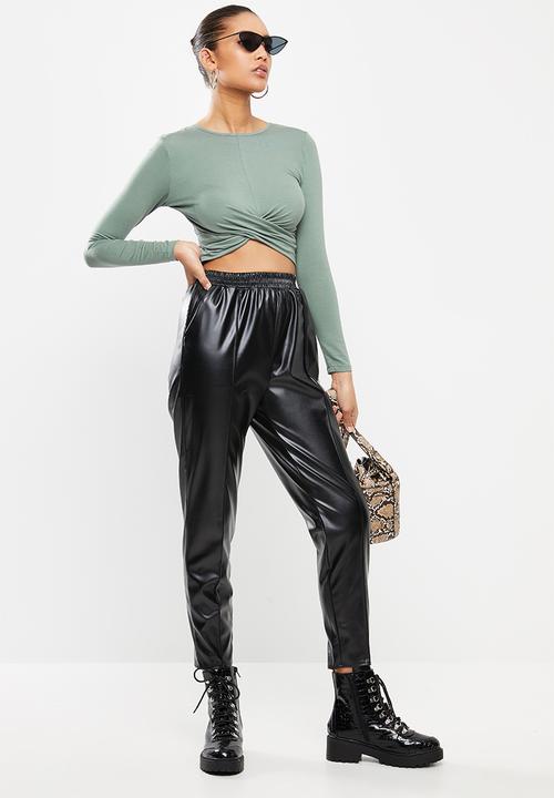 Blake - Wrap crop top - green