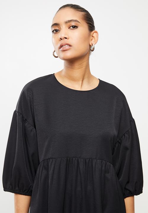 Blake - Tiered mini dress with baloon sleeve - black