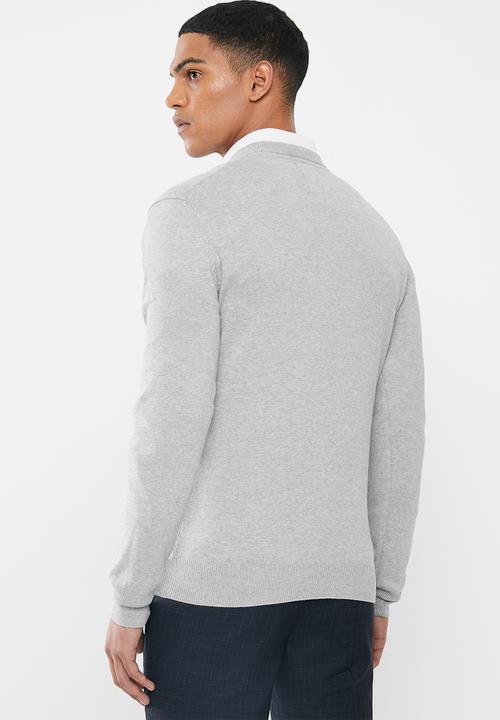 POLO - Luke long sleeve v-neck pullover - grey 