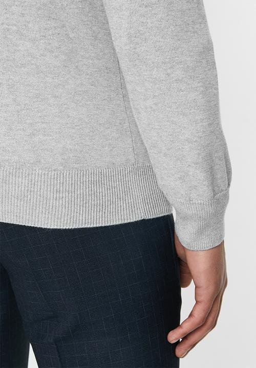 POLO - Luke long sleeve v-neck pullover - grey 