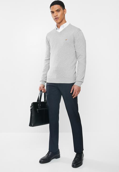 POLO - Luke long sleeve v-neck pullover - grey 