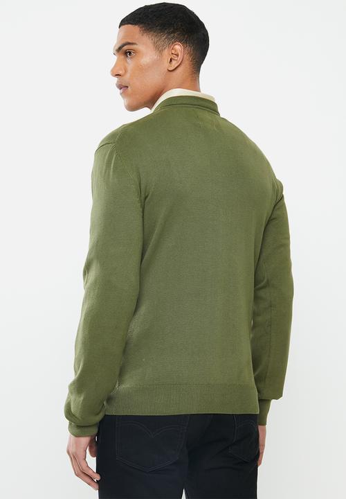 POLO - Luke long sleeve v-neck pullover - green