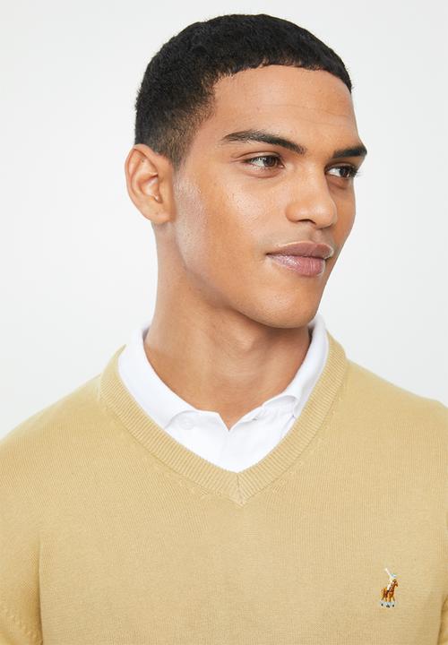 POLO - Luke long sleeve v-neck pullover - stone