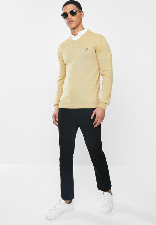POLO - Luke long sleeve v-neck pullover - stone