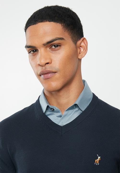 POLO - Luke long sleeve v-neck pullover - navy